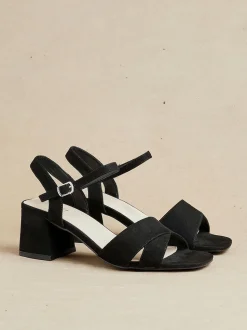 Noir - Sandales à talons larges Linzi Vivian avec bandoulière avant croisée