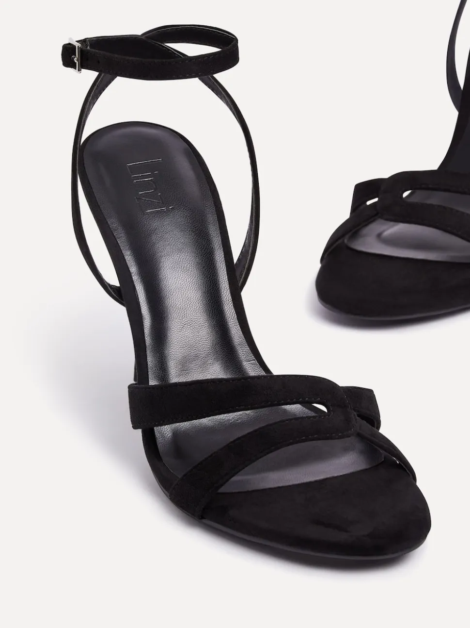 Noir - Sandales à talons Linzi Bronte avec double sangle avant