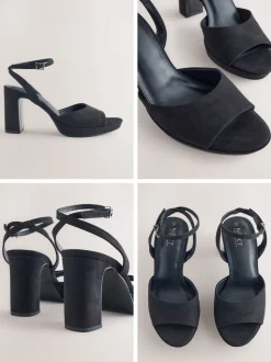 Noir - Sandales à talons plateformes à bout arrondi Forever Comfort®
