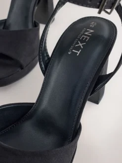Noir - Sandales à talons plateformes à bout arrondi Forever Comfort®