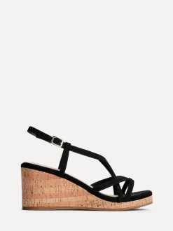 Noir - Sandales compensées à lanières Linzi Safiya avec sangle de cheville enveloppante