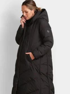 Noir - Seraphine 3-en-1 Long manteau Grossesse à chevrons