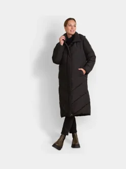 Noir - Seraphine 3-en-1 Long manteau Grossesse à chevrons