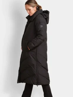 Noir - Seraphine 3-en-1 Long manteau Grossesse à chevrons