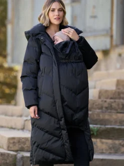 Noir - Seraphine Long 3-en-1 Doudoune de Grossesse et de portage