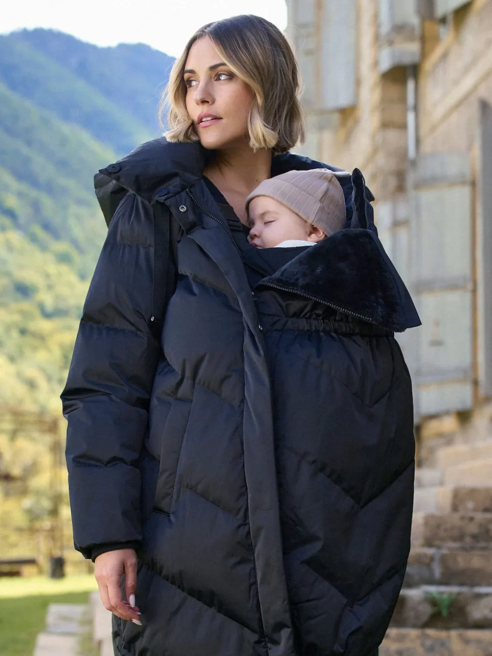 Noir - Seraphine Long 3-en-1 Doudoune de Grossesse et de portage
