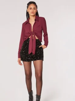 Noir - Shorts à Sequins en velours Apricot
