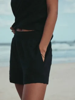 Noir - Shorts en jersey froncé