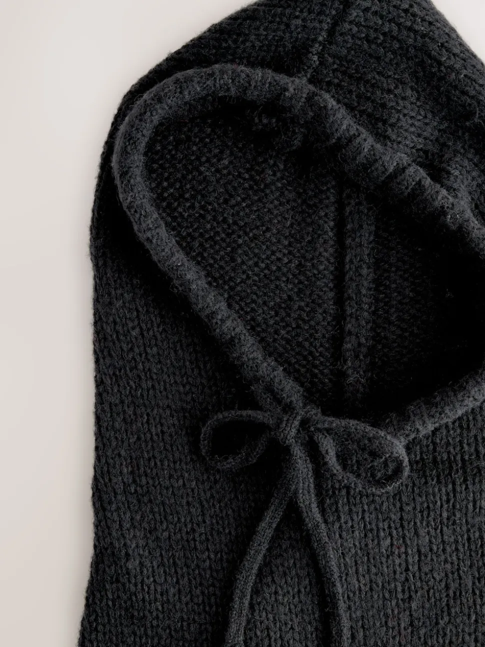 Noir - Snood à capuche en maille sans ornements avec laine