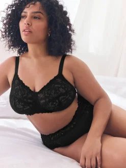 Noir - Soutien-gorge B-H confort ultime en dentelle sans rembourrage sans armatures