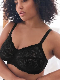Noir - Soutien-gorge B-H confort ultime en dentelle sans rembourrage sans armatures