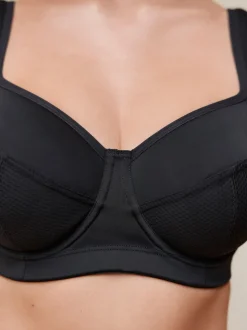 Noir - Soutien-gorge de sport DD+ sans rembourrage avec bonnet complet Dry Tech à impact élevé