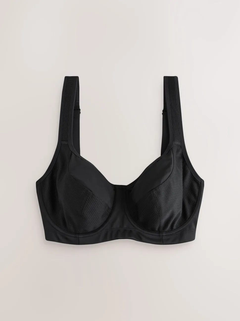 Noir - Soutien-gorge de sport DD+ sans rembourrage avec bonnet complet Dry Tech à impact élevé