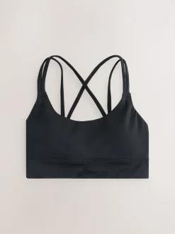 Noir - Soutien-gorge de sport à bretelles et dos à impact moyen