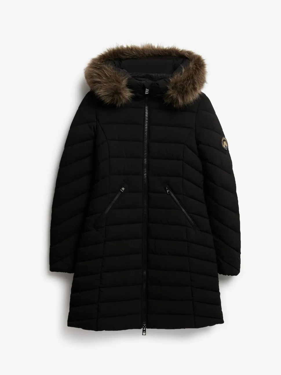 Noir - Superdry Fuji Manteau mi-long à fausse capuche