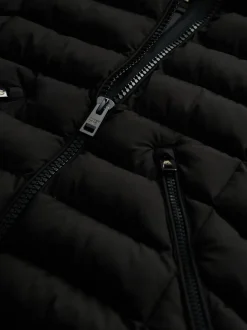 Noir - Superdry Fuji Manteau long en fausse fourrure à capuche