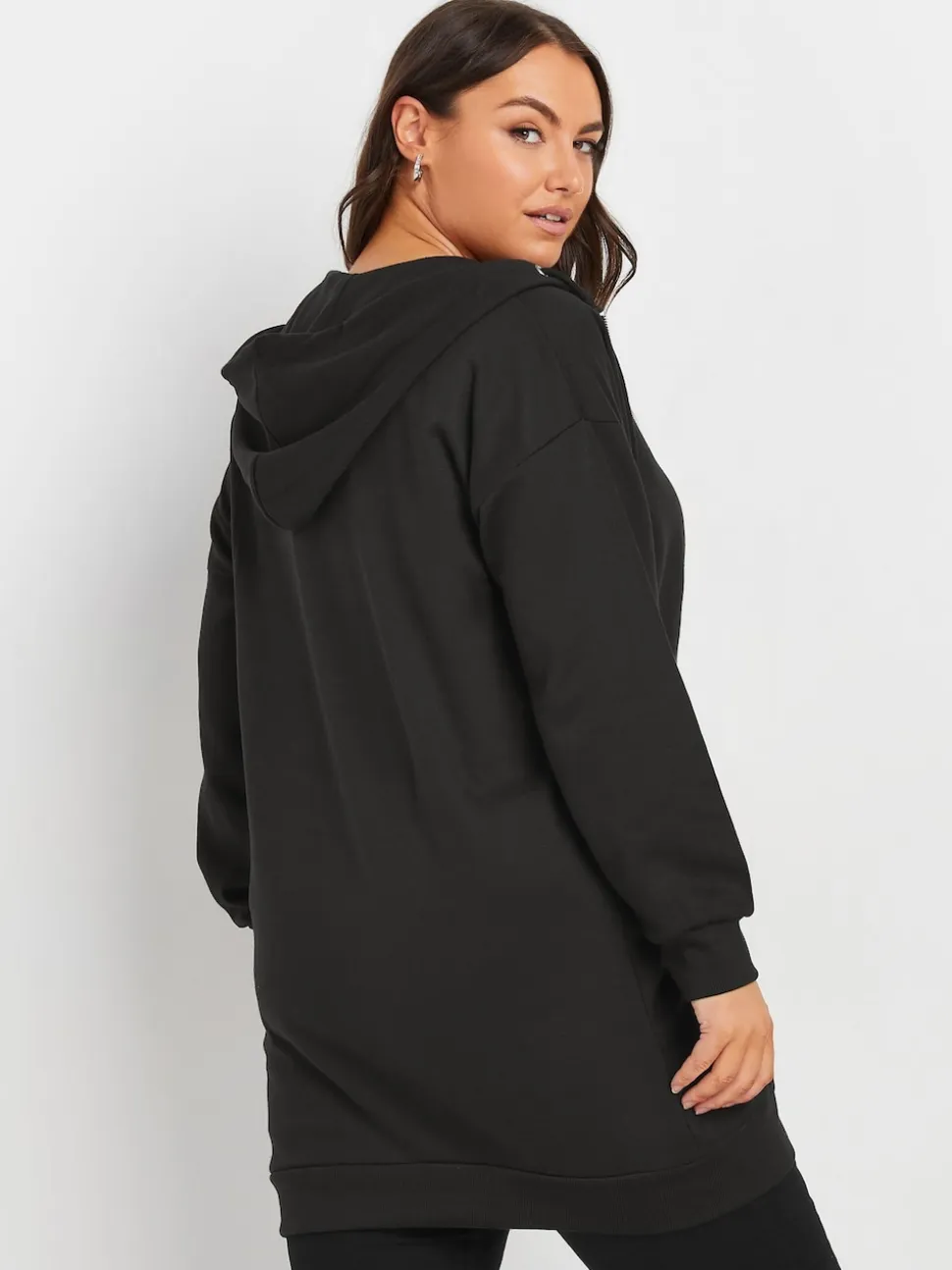 Noir - Sweat à capuche Yours Curve zippé coupe longue