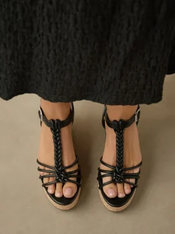 Noir - Talons compensés à lanières tressées Forever Comfort®