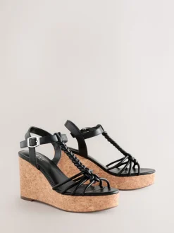 Noir - Talons compensés à lanières tressées Forever Comfort®