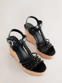 Noir - Talons compensés à lanières tressées Forever Comfort®