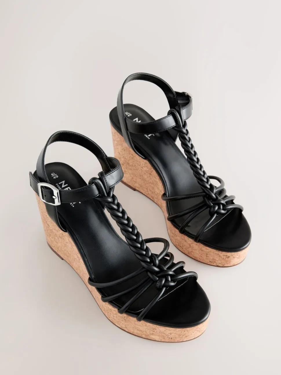 Noir - Talons compensés à lanières tressées Forever Comfort®