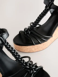 Noir - Talons compensés à lanières tressées Forever Comfort®