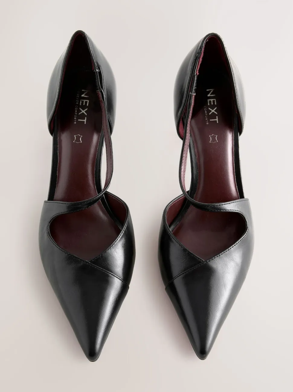 Noir - Talons de cour asymétriques en cuir haut de gamme