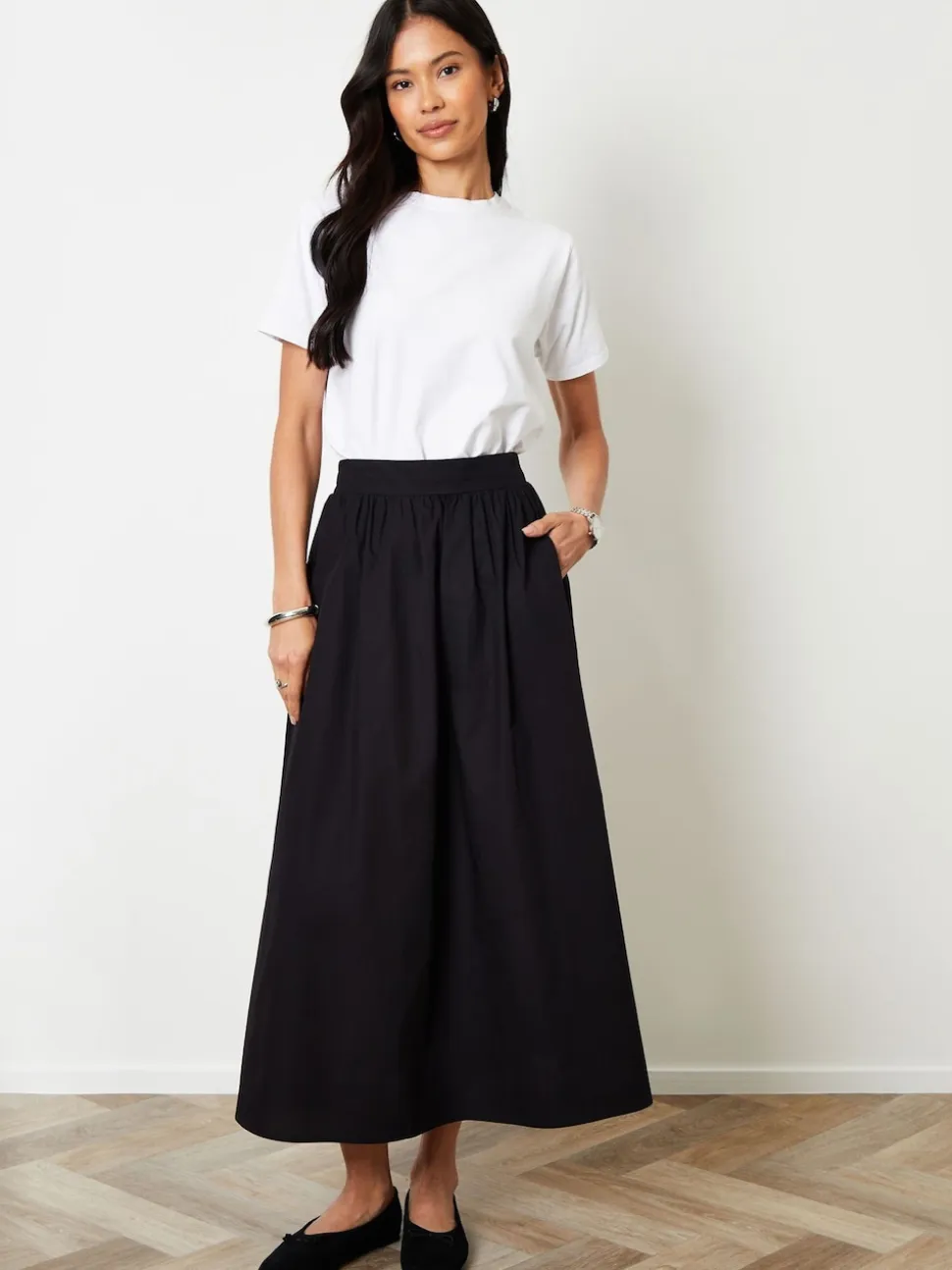 Noir - Threadbare Jupe midi avec poches