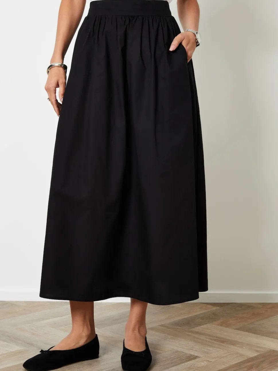 Noir - Threadbare Jupe midi avec poches
