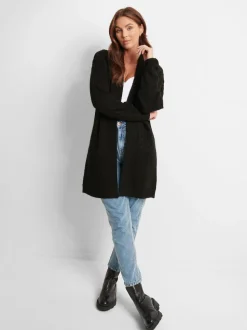 Noir - Threadbare Ladies Rozanna Cable Detail Cardigan