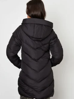 Noir - Threadbare veste mi-longue rembourrée à capuche