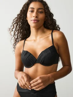 Noir - Top drapé, matelassé et galbant Bikini