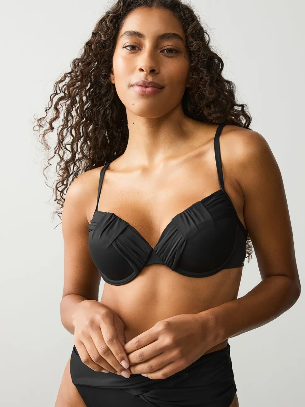 Noir - Top drapé, matelassé et galbant Bikini