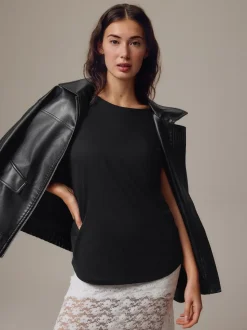 Noir - T-shirt à manches cap