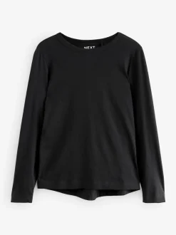 Noir - T-shirt à manches longues de cou d'équipage