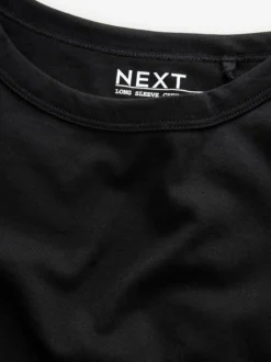 Noir - T-shirt à manches longues de cou d'équipage