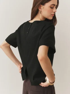 Noir - T-shirt avec lin