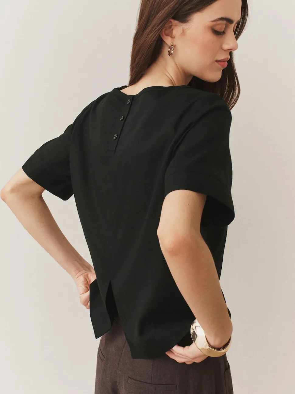 Noir - T-shirt avec lin
