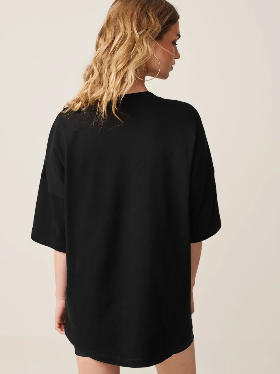 Noir - T-shirt long épais décontracté