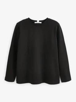 Noir - T-shirt manches longues Col rond épais