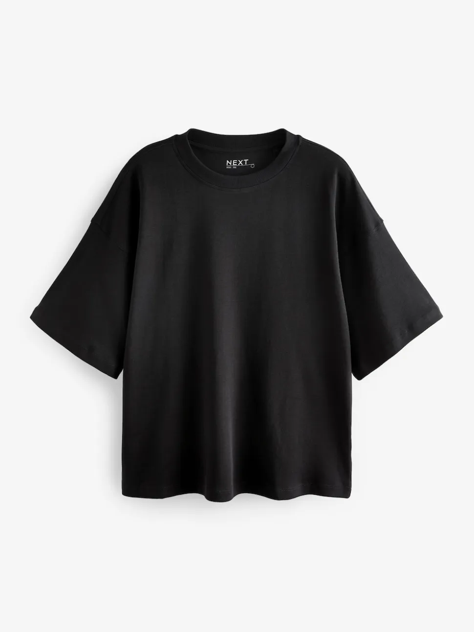 Noir - T-shirt oversize décontracté boxy épais à col ras du cou