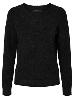 Noir - Vero Moda pull doux au toucher en maille confortable à col rond