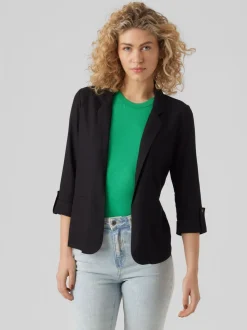 Noir - VERO MODA Veste en lin Blend manches 3/4