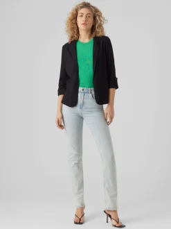 Noir - VERO MODA Veste en lin Blend manches 3/4