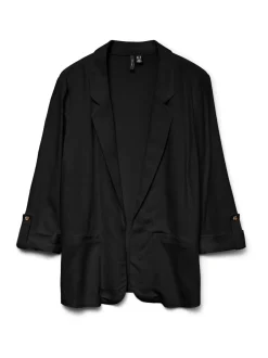 Noir - VERO MODA Veste en lin Blend manches 3/4