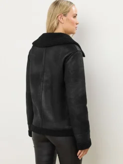 Noir - Veste aviateur Long Tall Sally à coutures fuselées
