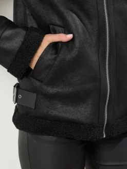 Noir - Veste aviateur Long Tall Sally à coutures fuselées