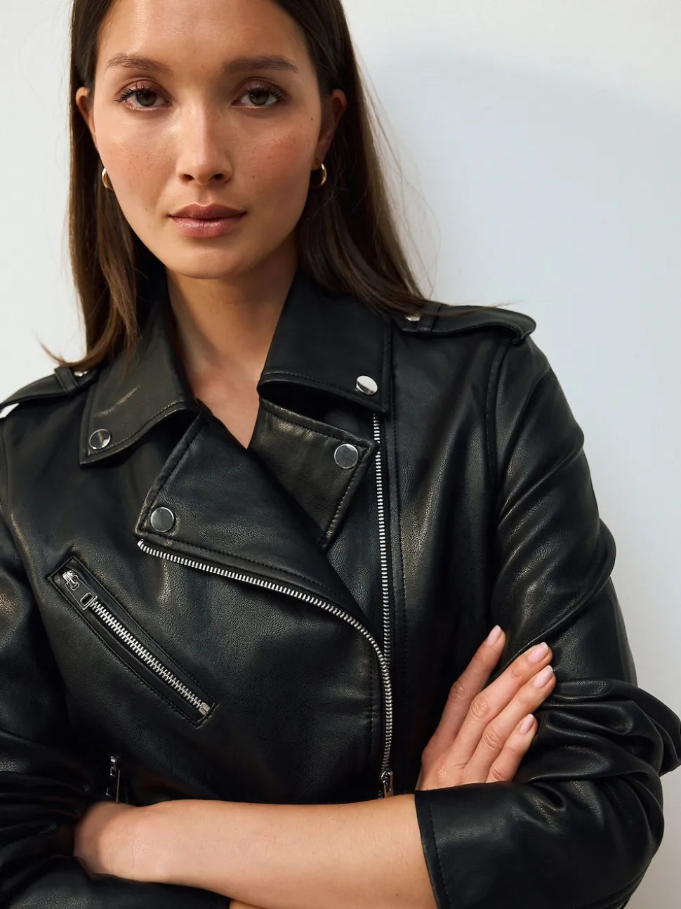 Noir - Veste de motard en cuir faux