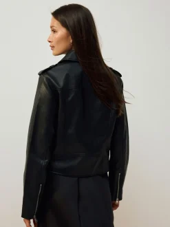 Noir - Veste de motard en cuir faux