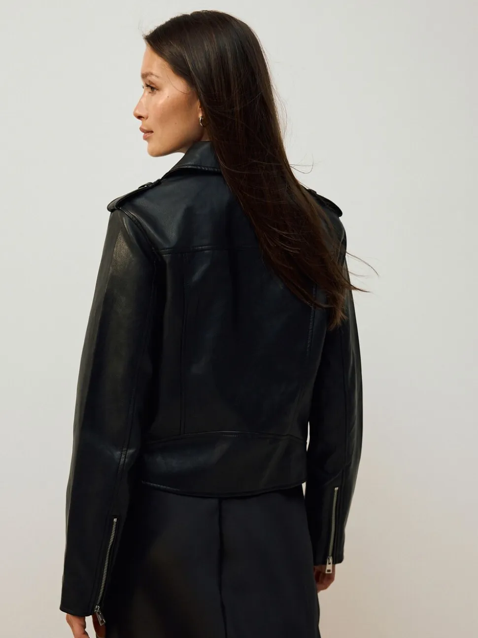 Noir - Veste de motard en cuir faux